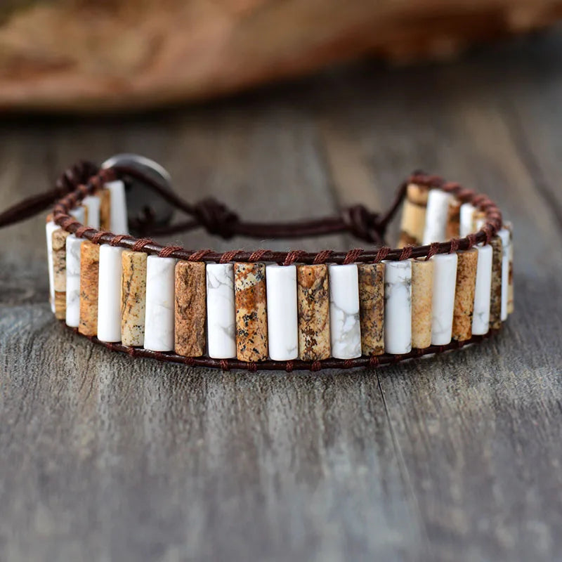 Bracelet Bohème en Howlite & Jaspe