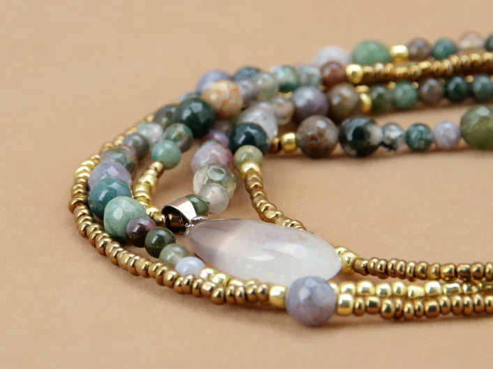 Collier en Onyx Indien & Quartz
