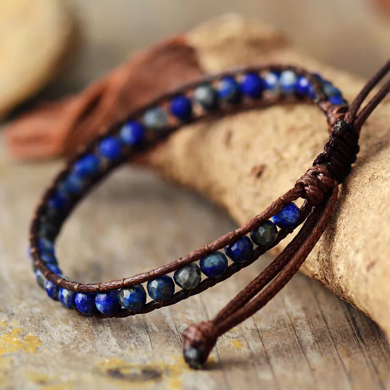 Bracelet Wrap Bohème en Lapis