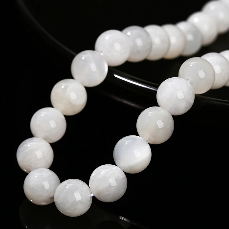 Perles en vrac de Pierre de Lune Blanche