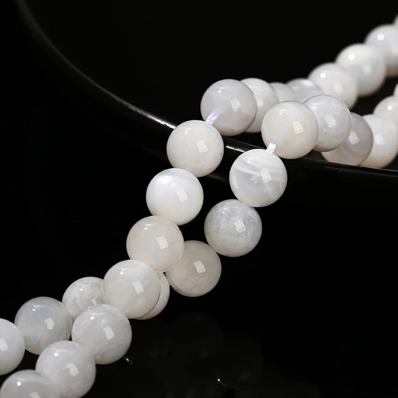 Perles en vrac de Pierre de Lune Blanche