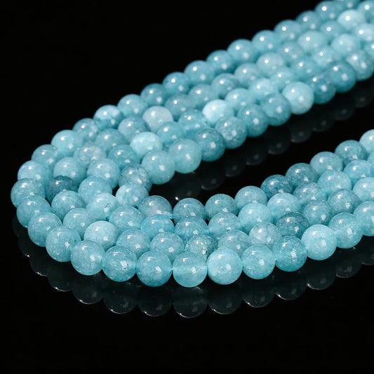 Perles en vrac d'Aigue-Marine teintée