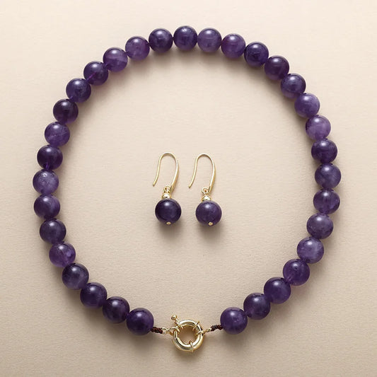Ensemble Collier & Boucles d’oreilles Améthyste