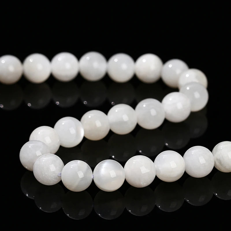 Perles en vrac de Pierre de Lune Blanche
