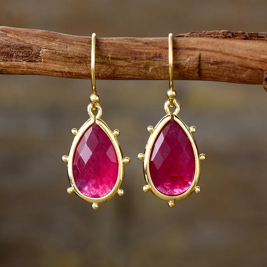 Boucles d’oreilles en Jade Fuchsia