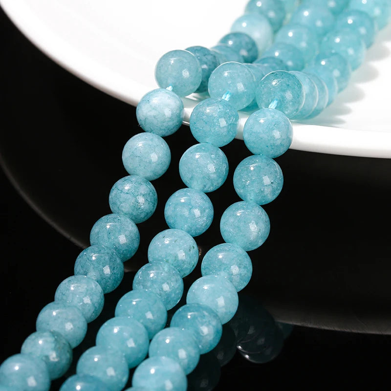 Perles en vrac d'Aigue-Marine teintée