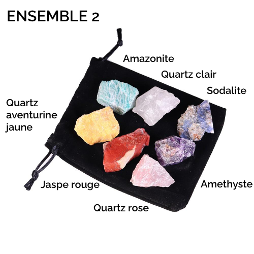 Ensemble de pierres naturelles brutes non polies 7 chakras