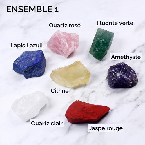Ensemble de pierres naturelles brutes non polies 7 chakras