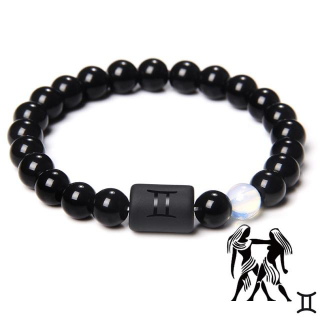 Bracelet Agate Onyx Noir - Signe Gémeaux