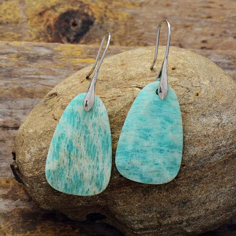 Boucles d'oreilles minimalistes en pierre d'Amazonite