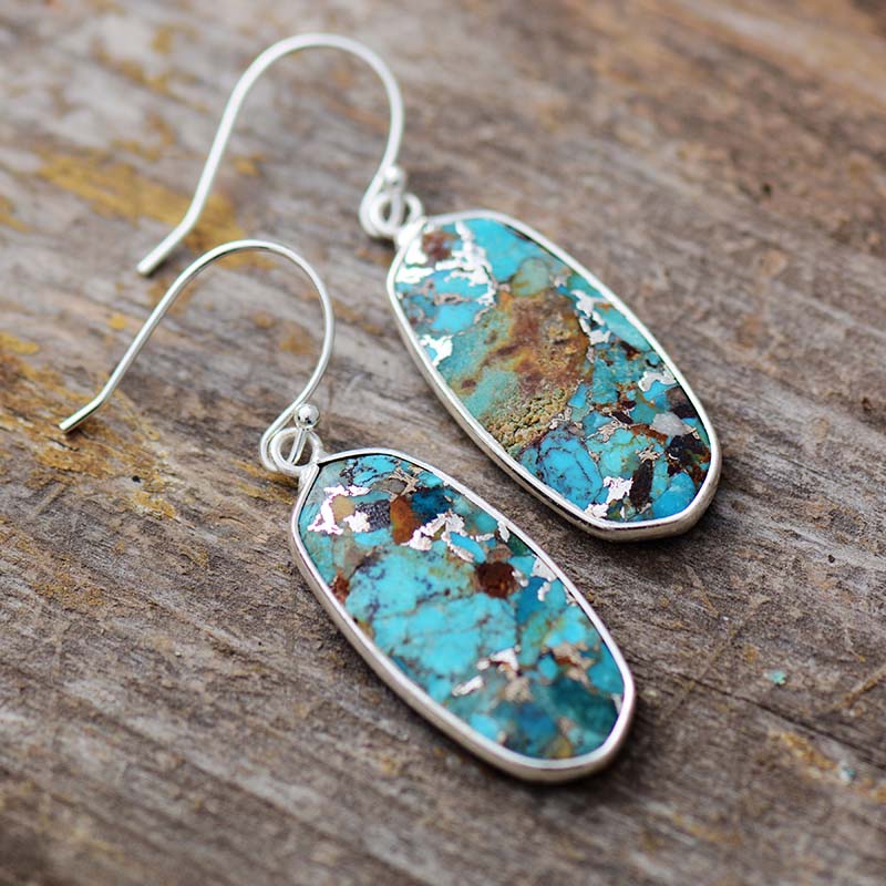 Boucles d'Oreilles en pierres naturelles de Turquoise
