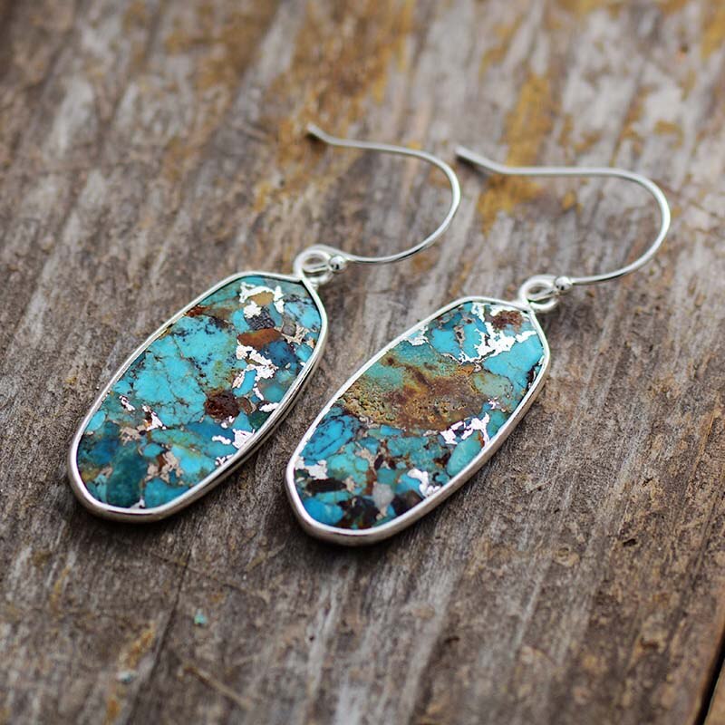 Boucles d'Oreilles en pierres naturelles de Turquoise