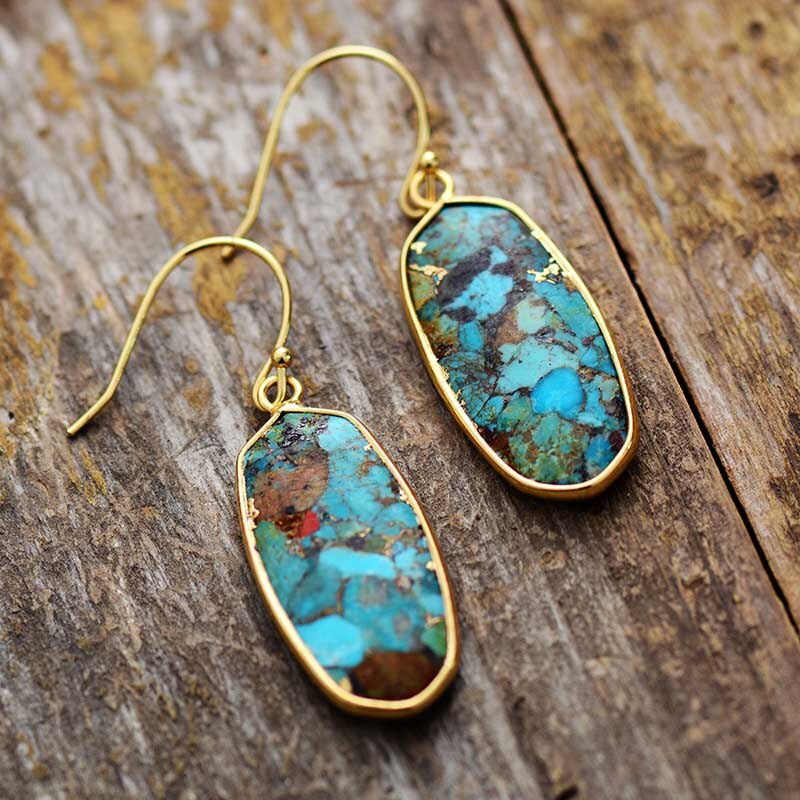Boucles d'Oreilles en pierres naturelles de Turquoise