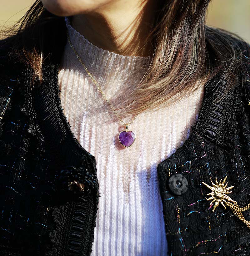 collier coeur amethyste