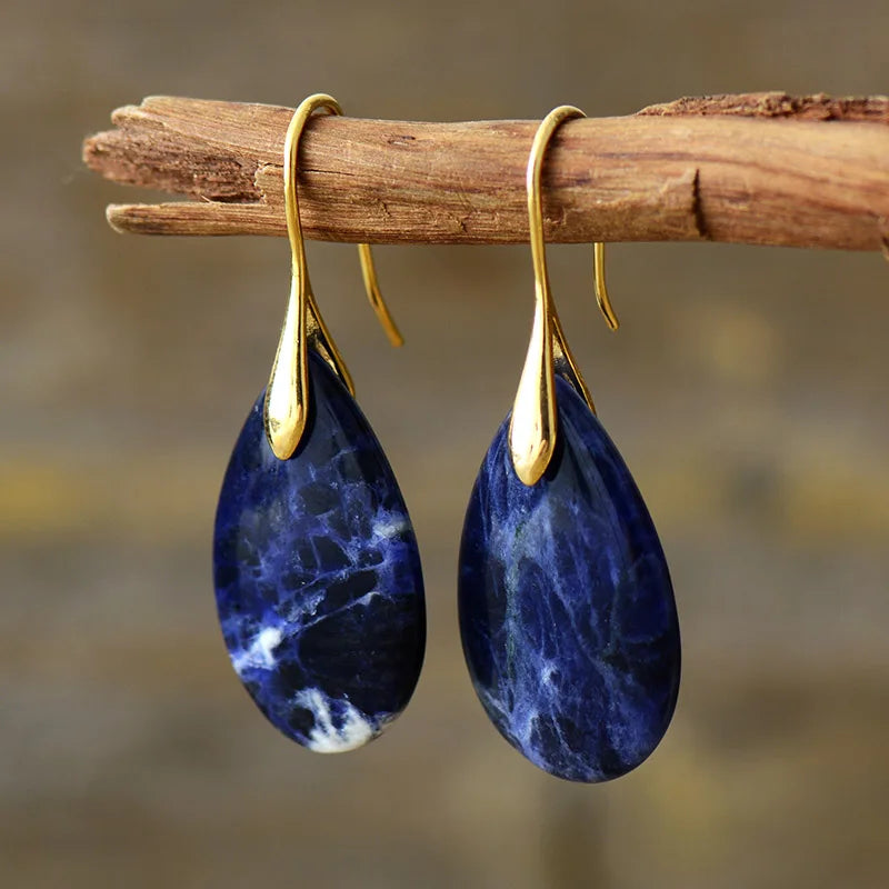 Boucles d’oreilles Goutte de Sodalite Élégantes