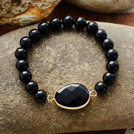 Bracelet Onyx Noir Minimaliste