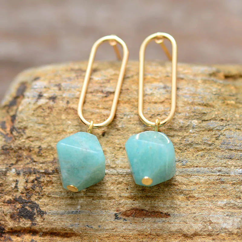 Boucles d’oreilles Amazonite Géométriques