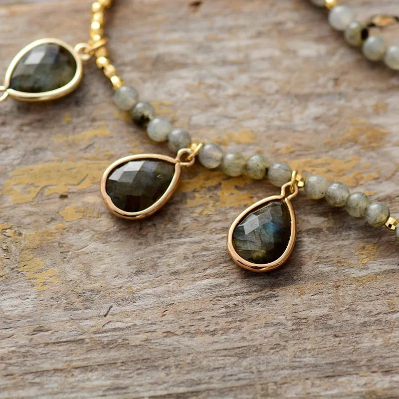 Collier Bohème en Labradorite et Cornaline