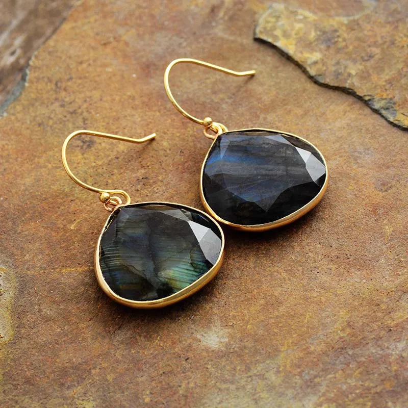 Boucles d’oreilles Labradorite Goutte Bohème