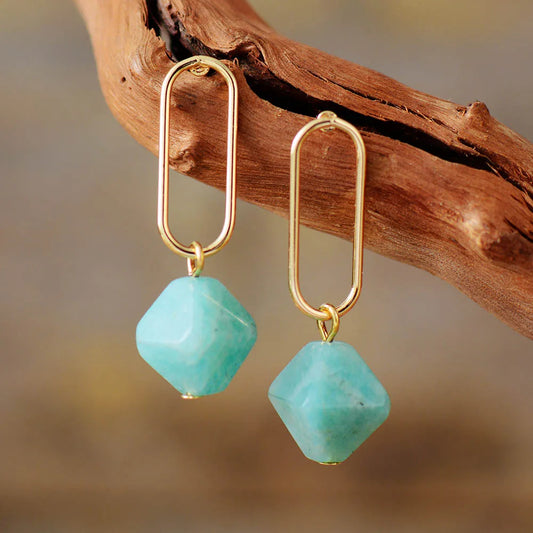 Boucles d’oreilles Amazonite Géométriques