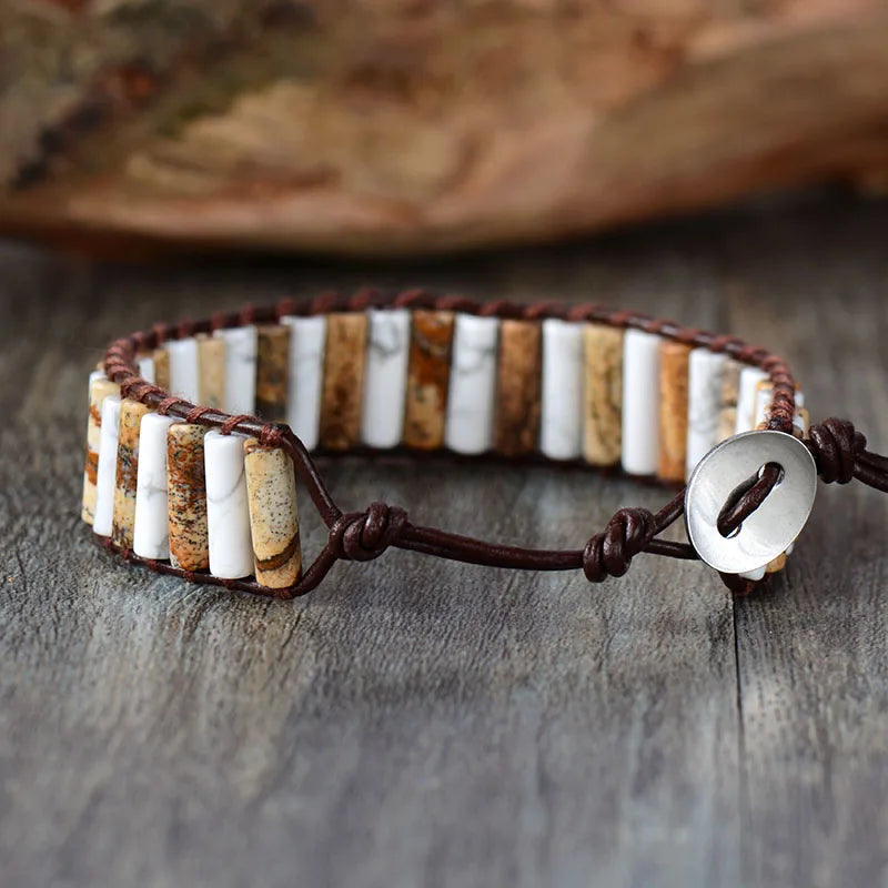 Bracelet Bohème en Howlite & Jaspe