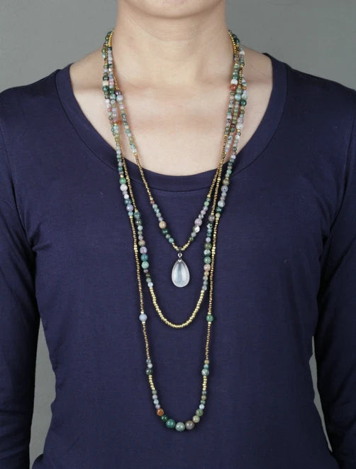 Collier en Onyx Indien & Quartz