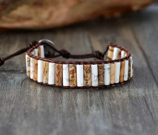 Bracelet Bohème en Howlite & Jaspe