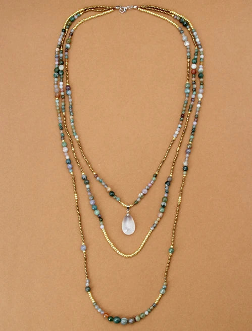 Collier en Onyx Indien & Quartz