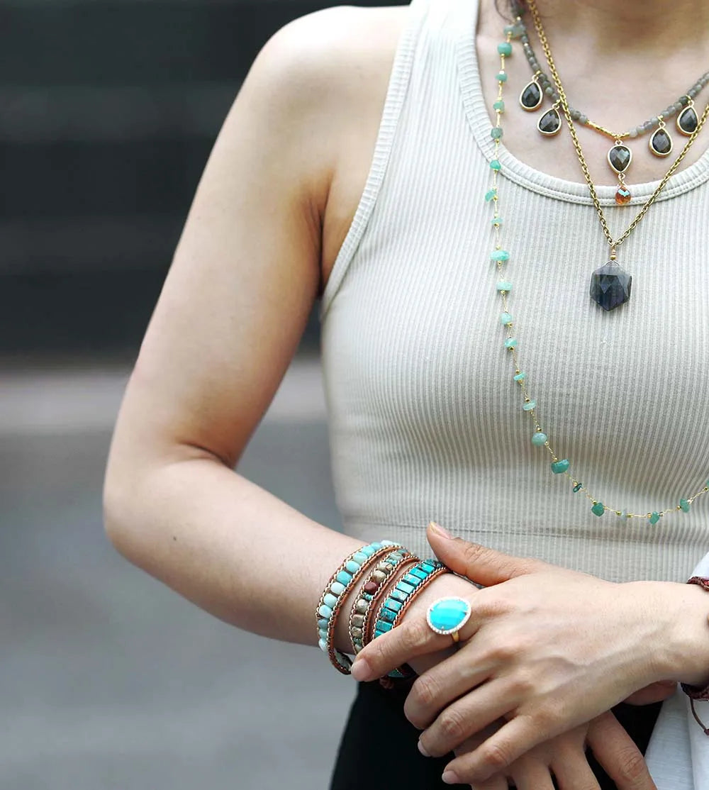 Collier Bohème en Labradorite et Cornaline