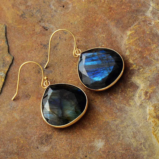 Boucles d’oreilles Labradorite Goutte Bohème