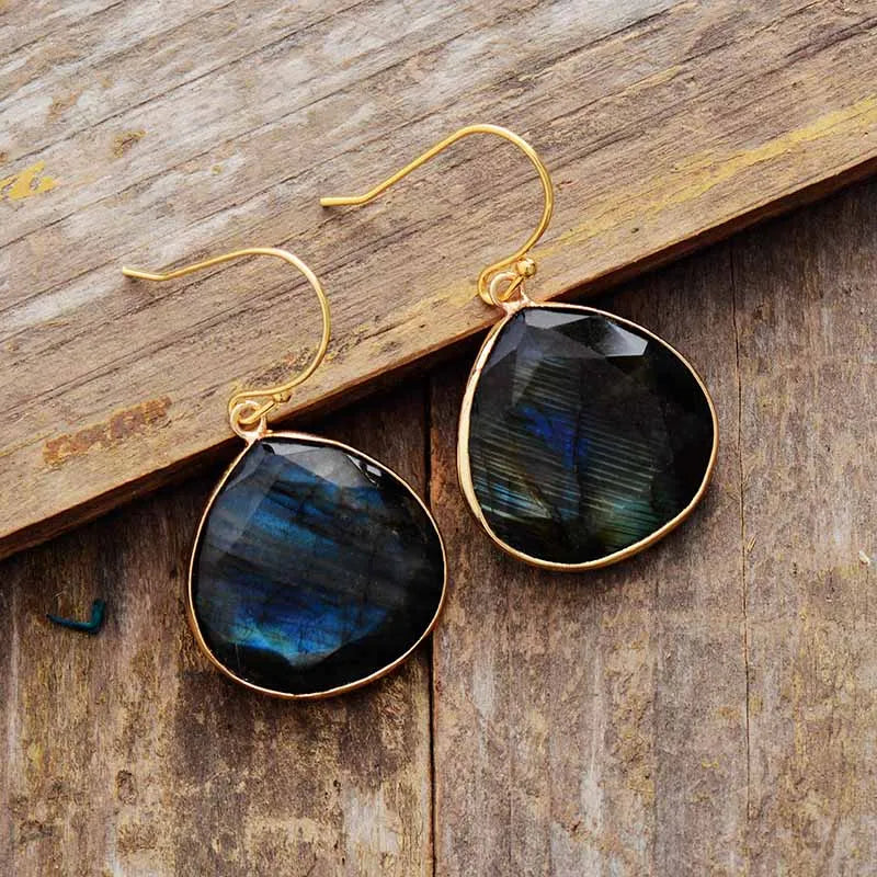 Boucles d’oreilles Labradorite Goutte Bohème