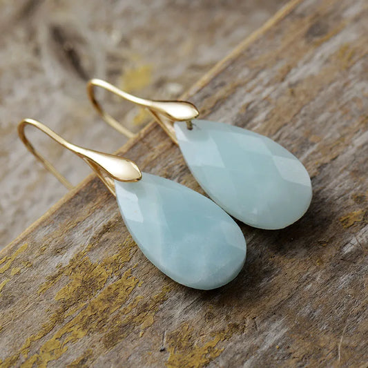 Boucles d’oreilles Goutte d’Amazonite Minimalistes