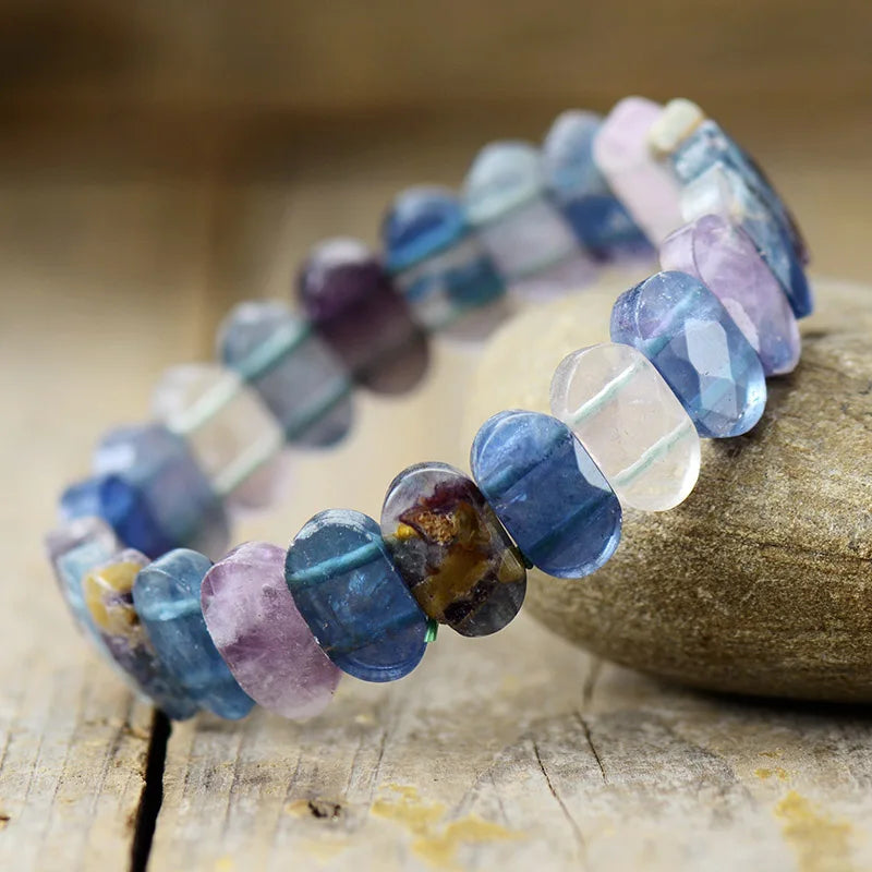 Bracelet Élastique en Fluorite Multicolore