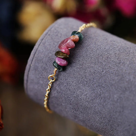 Bracelet Fin en Tourmaline Multicolore
