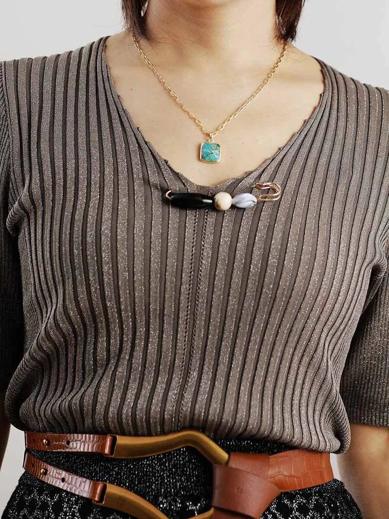 Collier Bohème en Turquoise Carrée
