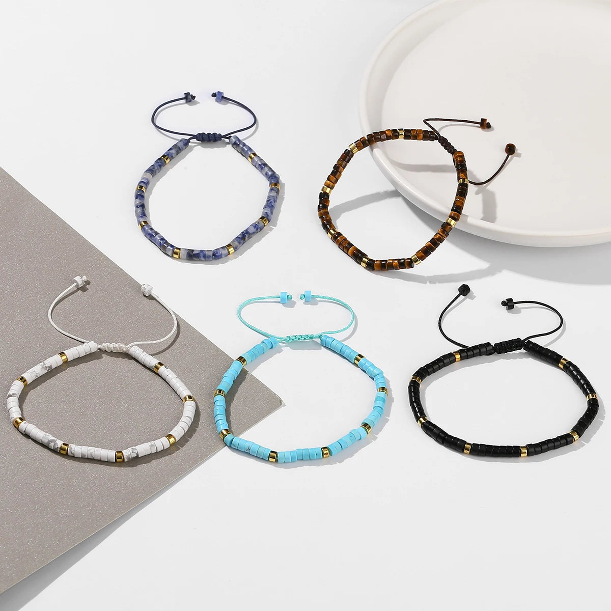 Bracelet Ajustable en Œil de Tigre Jaune