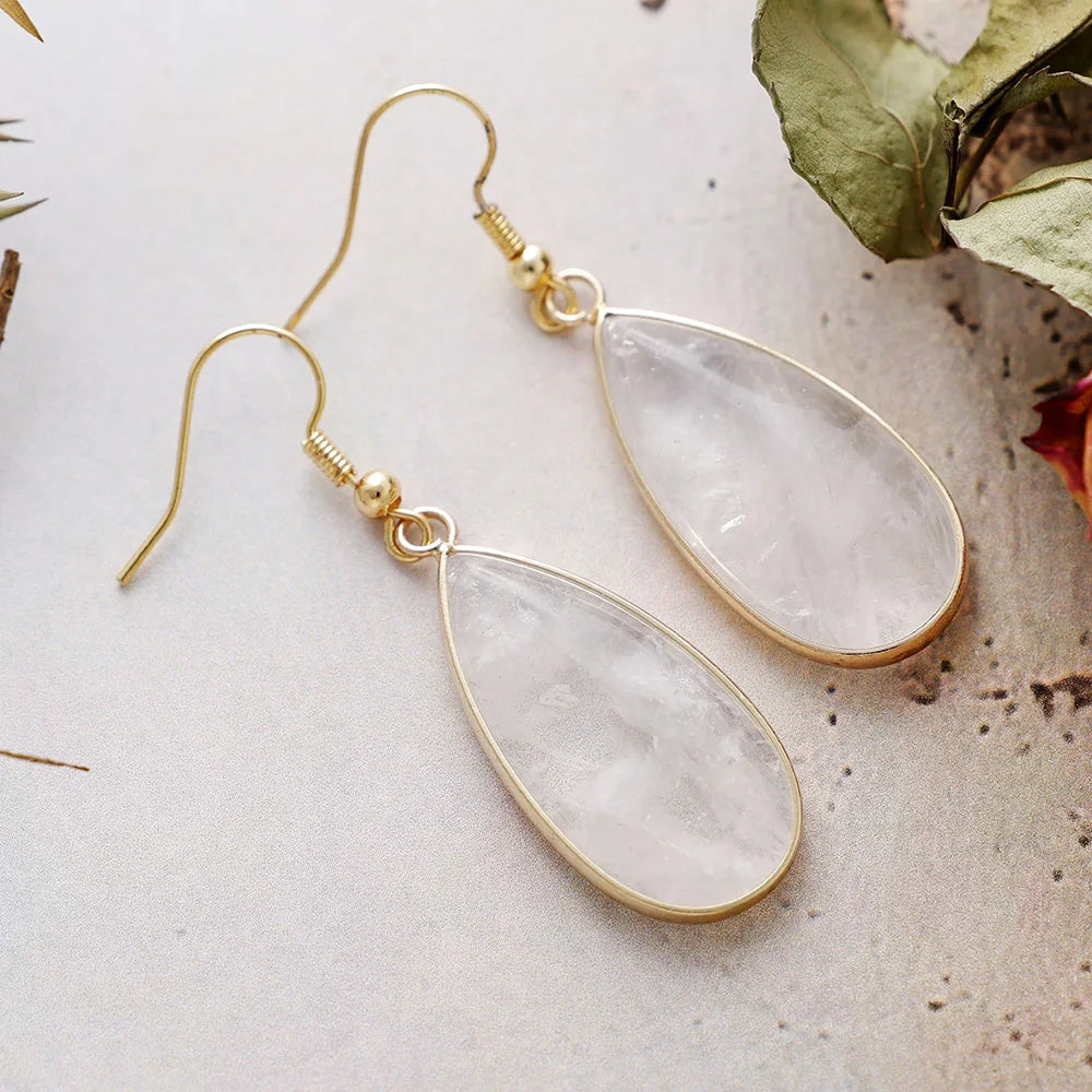 Boucles d’oreilles Goutte Quartz Clair Minimalistes