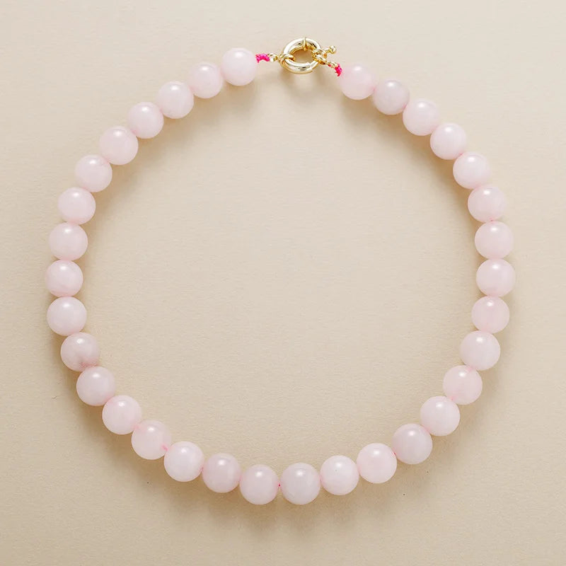 Ensemble Collier et Boucles d'Oreilles Quartz Rose