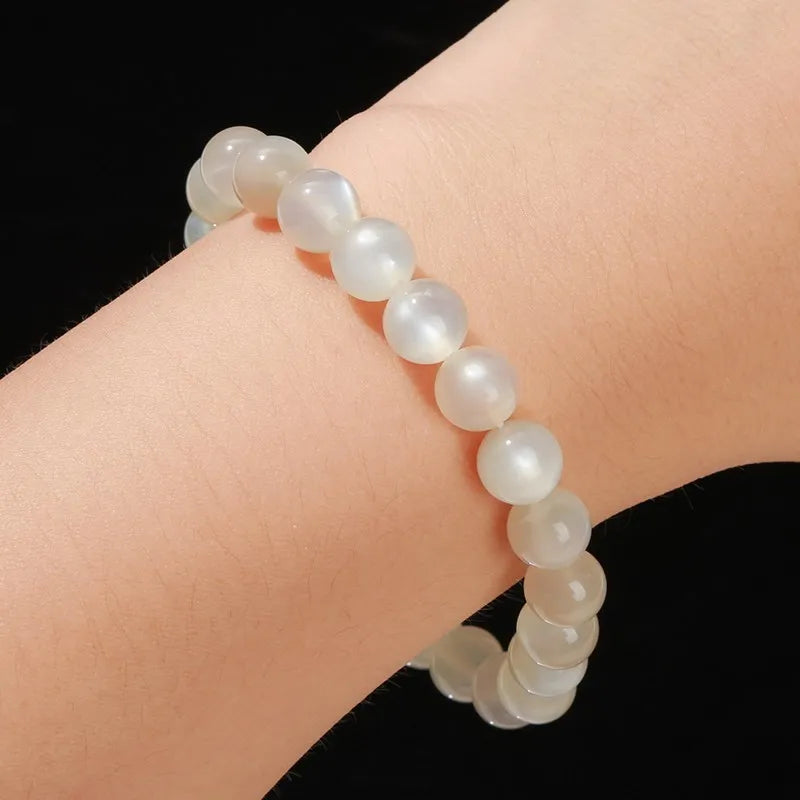 Bracelet en pierre de lune blanche / translucide