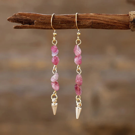 Boucles d’oreilles Bohème Tourmaline Rose