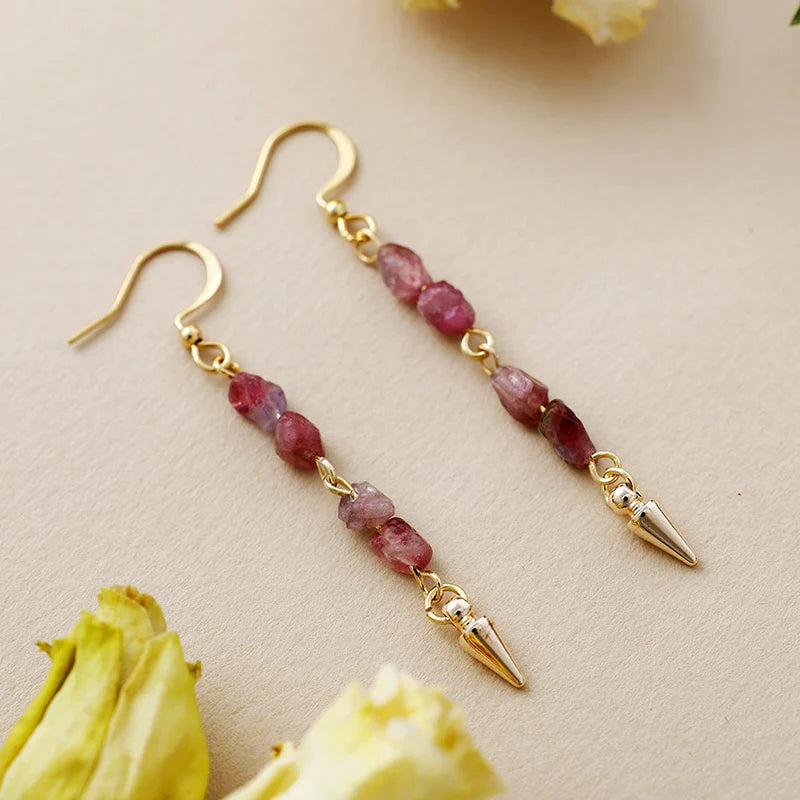 Boucles d’oreilles Bohème Tourmaline Rose
