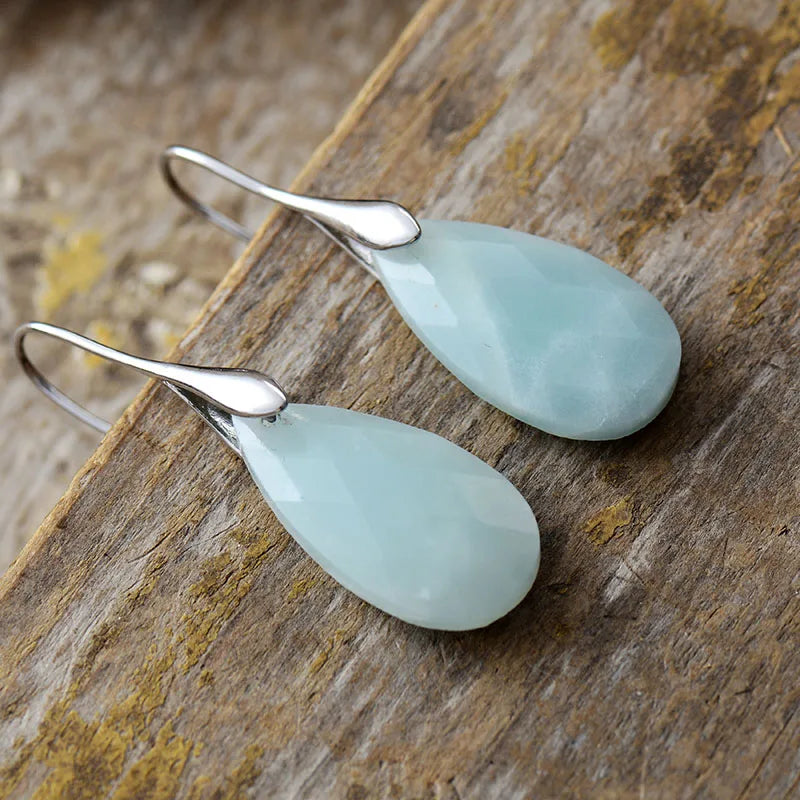 Boucles d’oreilles Goutte d’Amazonite Minimalistes