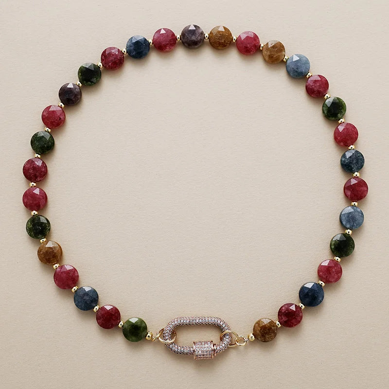 Collier Bohème en Tourmaline Multicolore