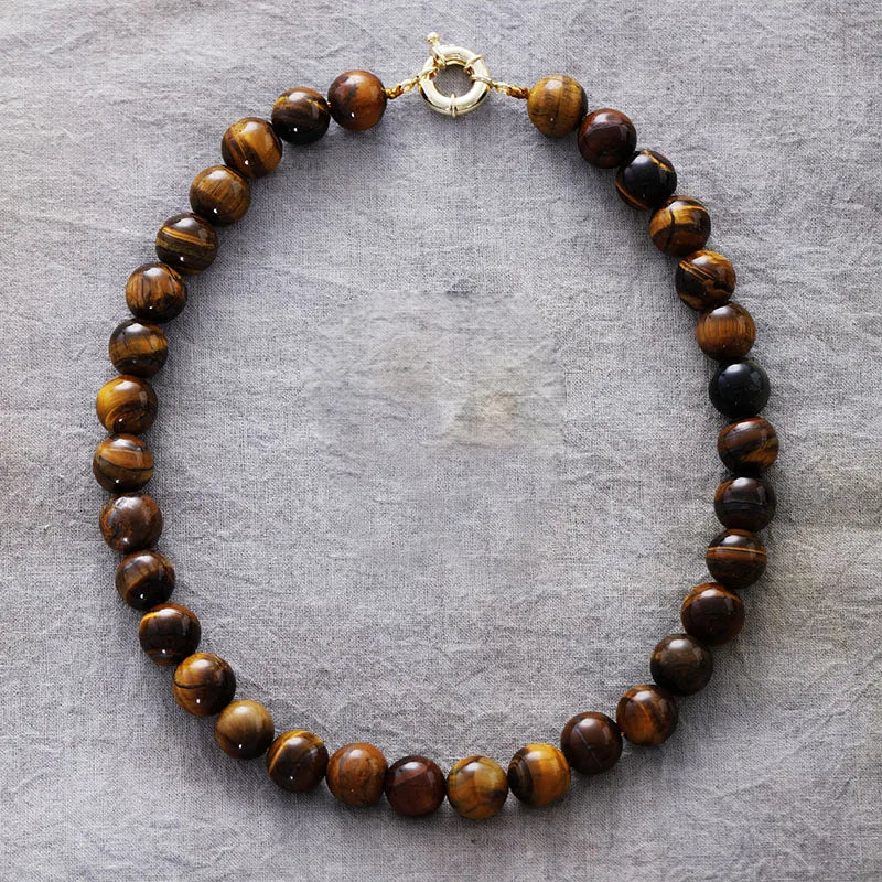 Ensemble Collier et Boucles d'Oreilles en Oeil-de-Tigre