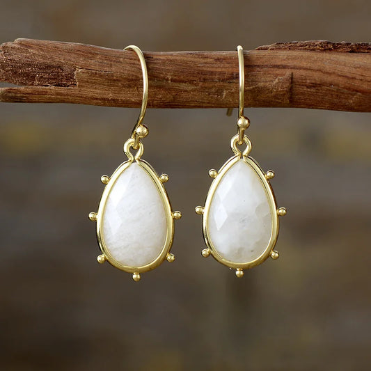 Boucles d’Oreilles Goutte Pierre de Lune
