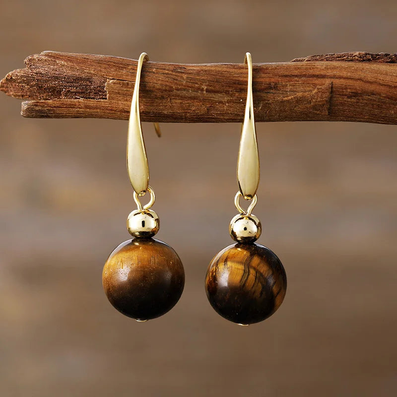 Ensemble Collier et Boucles d'Oreilles en Oeil-de-Tigre