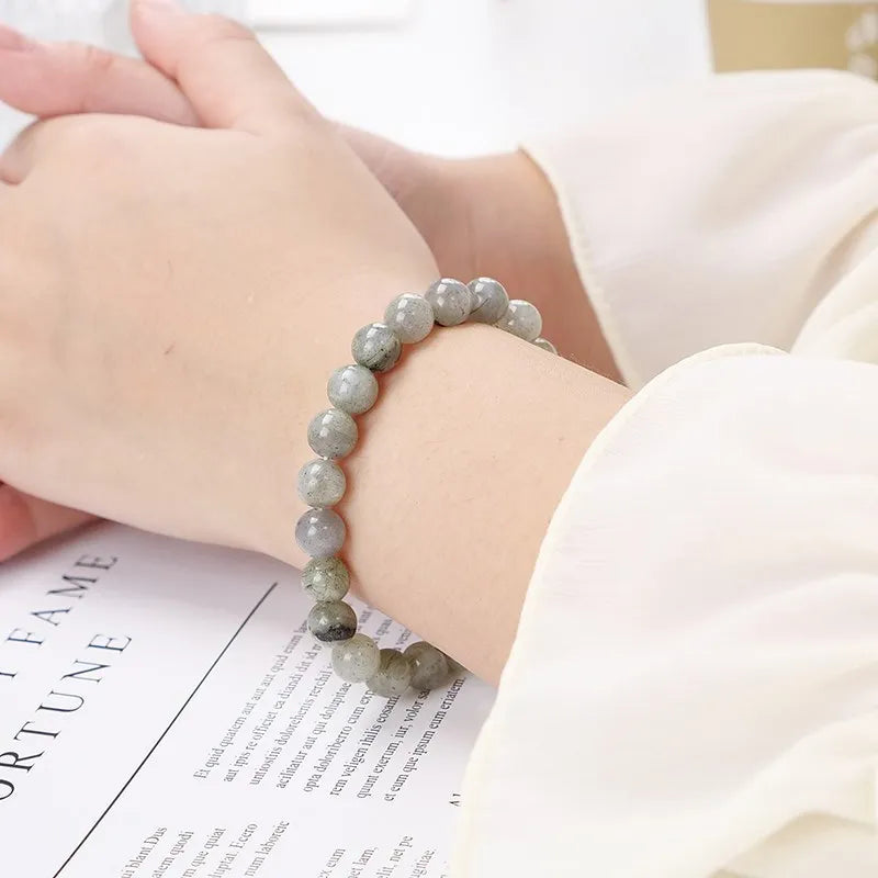 Bracelet en Labradorite Spectrolite Blanche