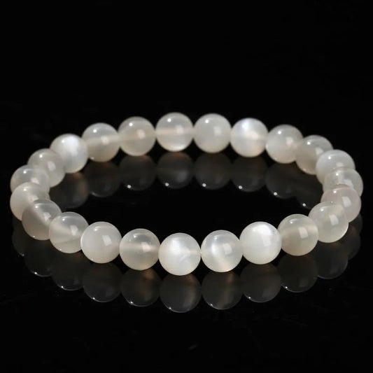 Bracelet en pierre de lune blanche / translucide