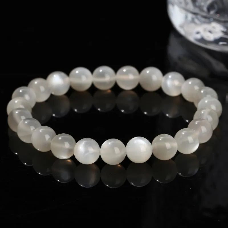 Bracelet en pierre de lune blanche / translucide