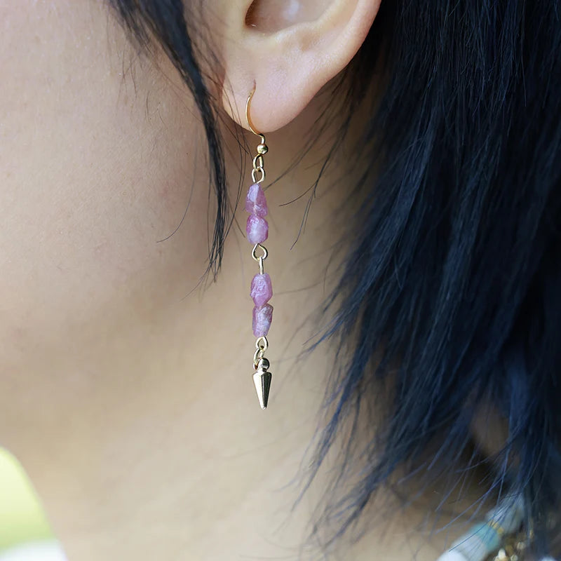 Boucles d’oreilles Bohème Tourmaline Rose